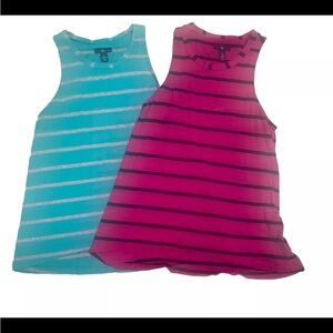 Lot Two Small GAP sleeveless stripped pink and green shirts